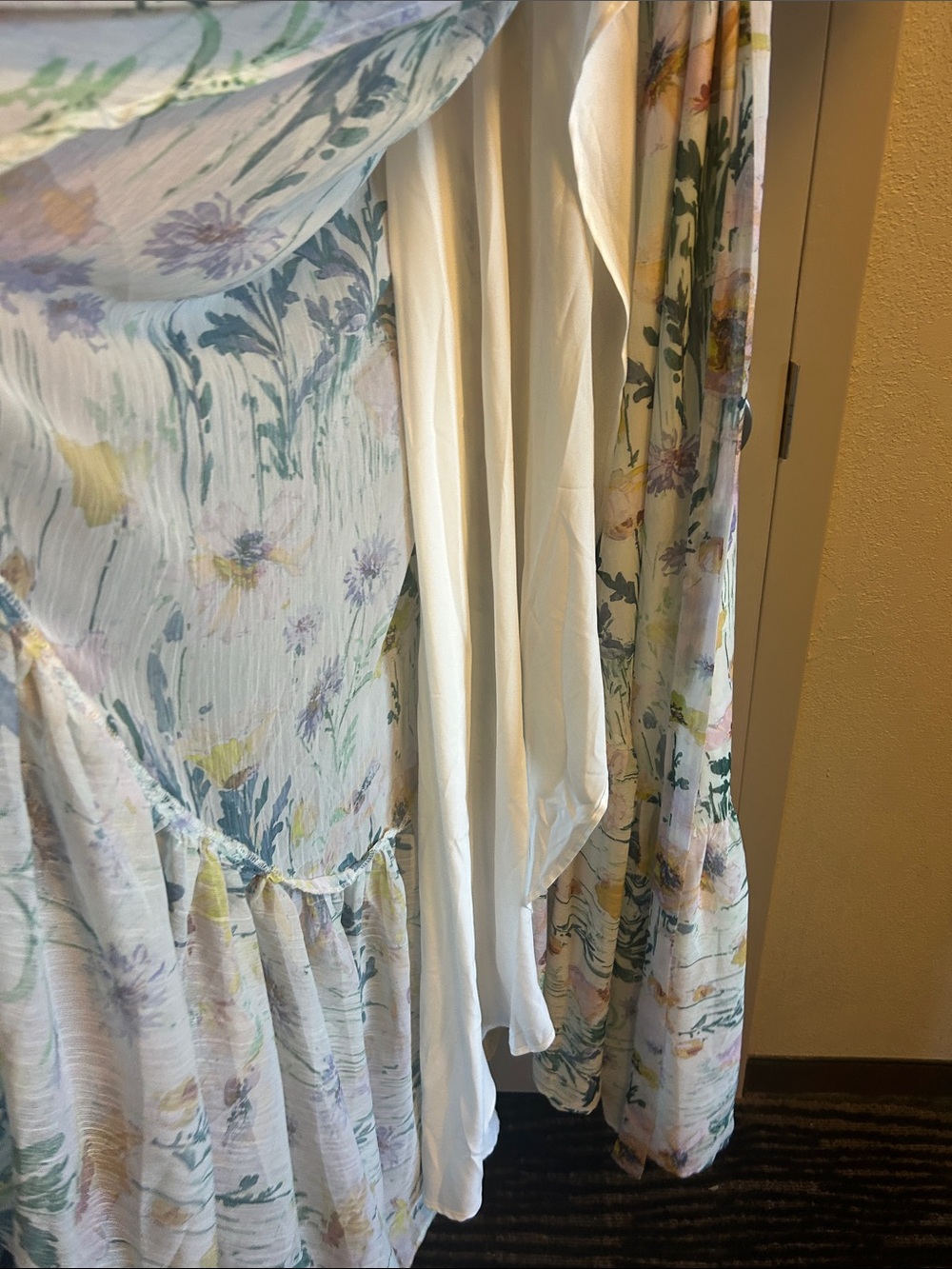 White Floral Wrap Maxi Dress with Pastel Blooms - Picture 5 of 7
